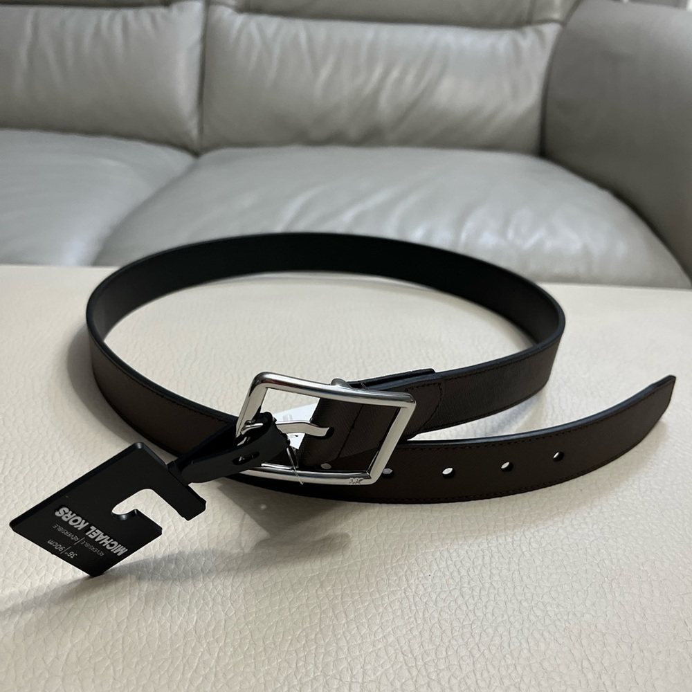 NWT - Michael Kors Men’s Leather Reversible Belt - Brown/Black - Size 36